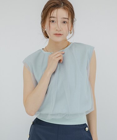 チュールレイヤードTシャツ