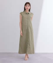 リネンライクポケットデザインシャツワンピース