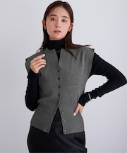 ウエストシェイプキーネックニット