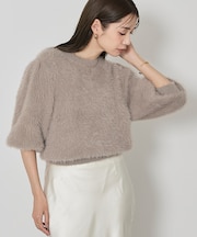 シャギータックスリーブニット