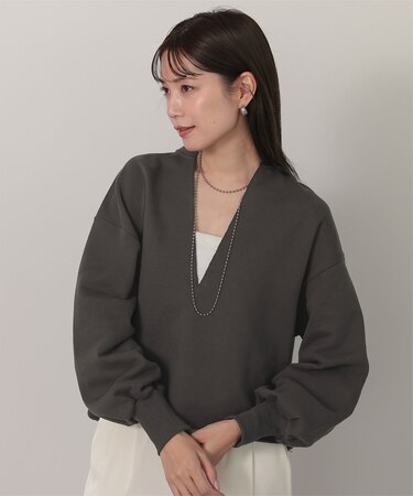 深Vネックスウェットプルオーバー