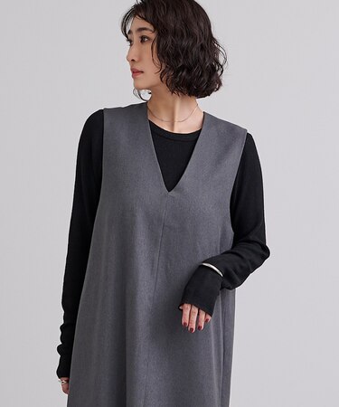 チクチクしないウールブレンドクルーネックリブニット