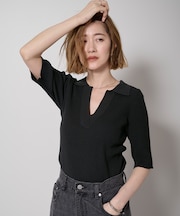 ハーフスリーブスキッパーポロニット