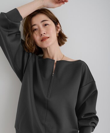 ボンディングフロントジッププルオーバー