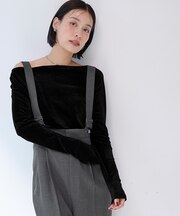 2wayボートネックベロアトップス