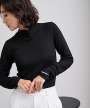 チクチクしないウールブレンドプチハイネックリブニット