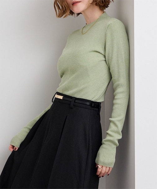 チクチクしないウールブレンドプチハイネックリブニット