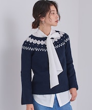 フェアアイルフレアスリーブビジューニット
