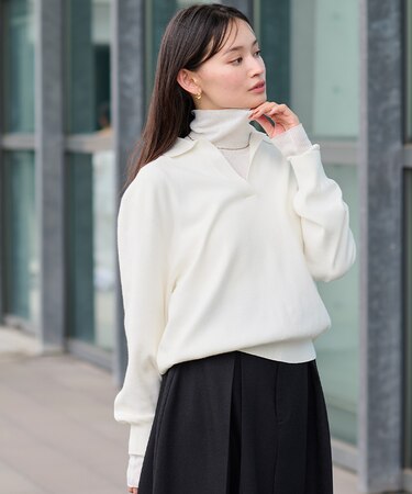 スキッパーデザインニット
