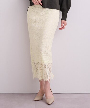 ハイウエストIラインレーススカート【メール便可／100】