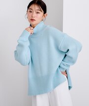 ハイネックサイドスリットオーバーサイズニット
