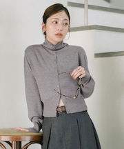 2way襟クロップドニットカーディガン