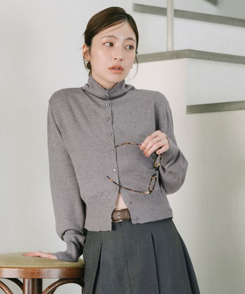 2way襟クロップドニットカーディガン