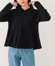 襟付きペプラムニット
