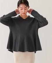 襟付きペプラムニット