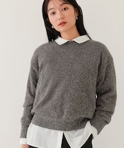 ラメシャギークルーネックニット