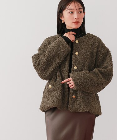 ボアノーカラーゴールド釦ジャケット