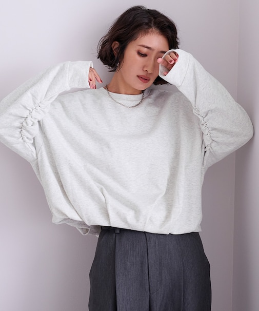 裏フリース裾バルーンスウェット