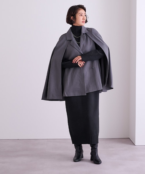 タートルネックIラインニットワンピース