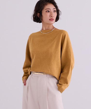 ボートネックドルマンスリーブベーシックニット