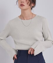 フレアスリーブリブニット
