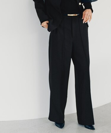 ピンタックセンタープレスワイドパンツ