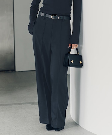 ピンタックセンタープレスワイドパンツ