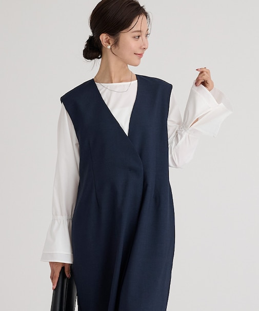 レイヤードスリーブブラウス