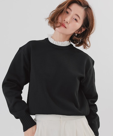 襟付きニットプルオーバー