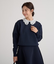 襟付きニットプルオーバー