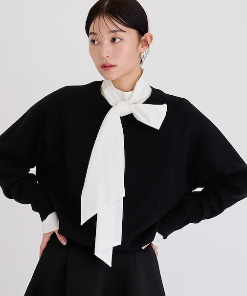 スウェットライクZIPニットカーディガン