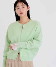 スウェットライクZIPニットカーディガン