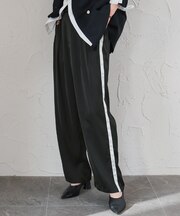 サテンラインワイドパンツ