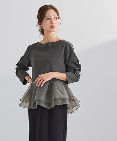 チュールドッキングペプラムプルオーバー