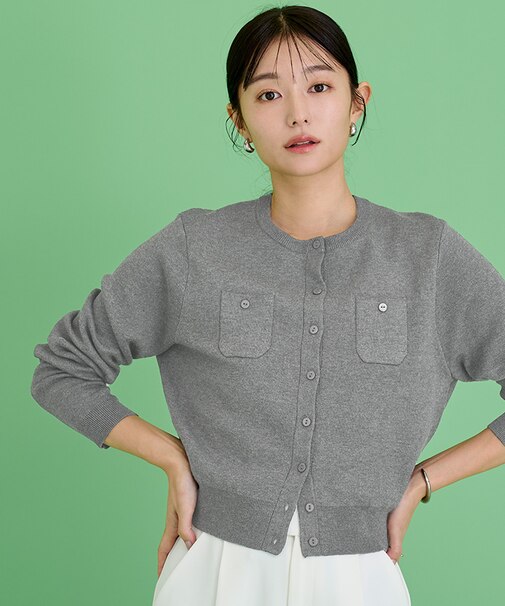 胸ポケットニットカーディガン