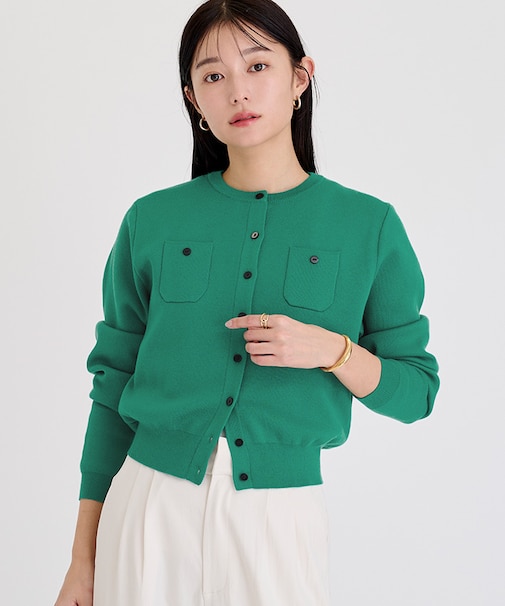 胸ポケットニットカーディガン