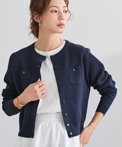 胸ポケットニットカーディガン