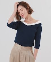 2wayフリルネックニット