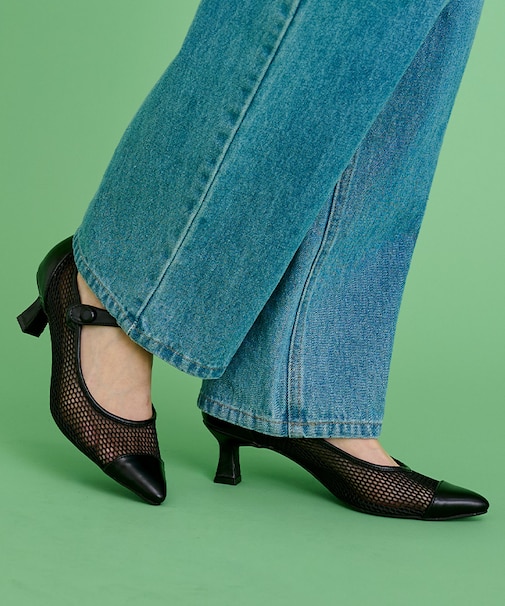 メッシュヒールサンダル