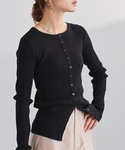 メニー釦リブニットカーディガン