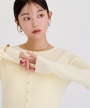 メニー釦リブニットカーディガン