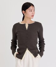 メニー釦リブニットカーディガン
