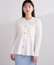 ゴールド釦ペプラムカーディガン