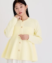 ゴールド釦ペプラムカーディガン