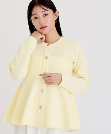 ゴールド釦ペプラムカーディガン
