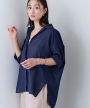 エアリーシアーコットンデニムシャツ