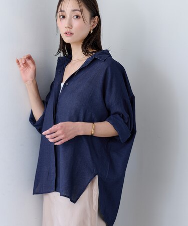 エアリーシアーコットンデニムシャツ