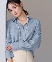 エアリーシアーコットンデニムシャツ