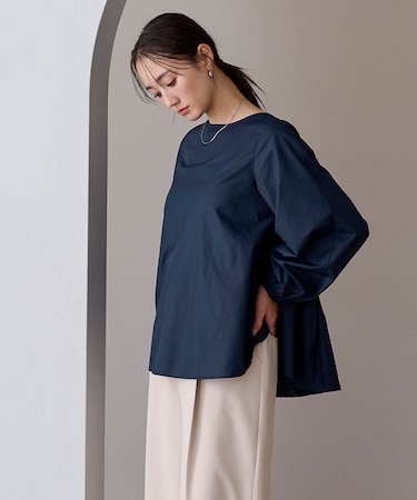 プリーツペプラムリボンブラウス