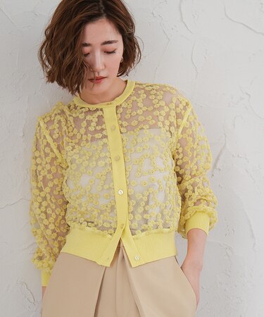 フラワーレースシアーカーディガン